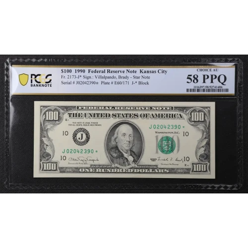 $100 1990  Small Size $100 Federal Reserve Notes 2173-J*
