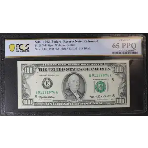 $100 1993  Small Size $100 Federal Reserve Notes 2174-E (2)