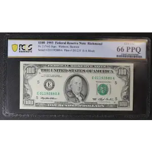 $100 1993  Small Size $100 Federal Reserve Notes 2174-E (2)