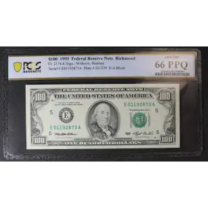 $100 1993  Small Size $100 Federal Reserve Notes 2174-E (2)