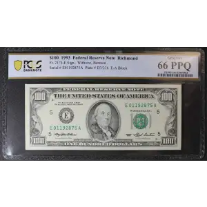 $100 1993  Small Size $100 Federal Reserve Notes 2174-E