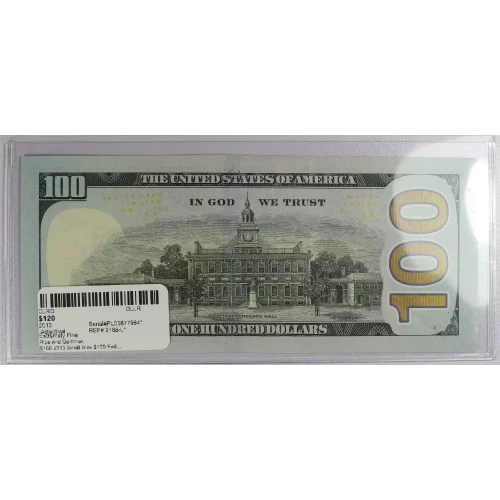 $100 2013  Small Size $100 Federal Reserve Notes 2188-L*