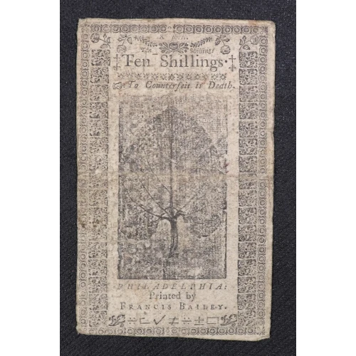 10s March 16, 1785  COLONIAL CURRENCY PA-270 (3)