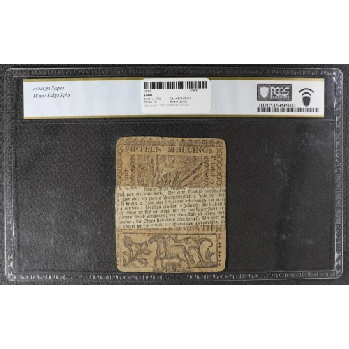 15s June 1, 1759  COLONIAL CURRENCY DE-67 (2)