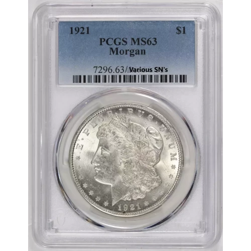 1921 Morgan Silver Dollar PCGS MS63 (2)