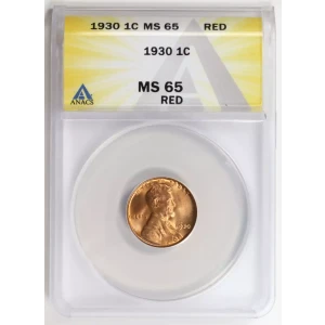 1930 Wheat Cent ANACS MS65RD 