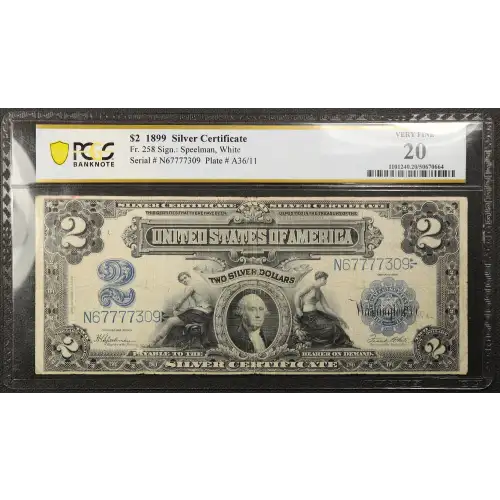 $2 1899 Blue Silver Certificates 258