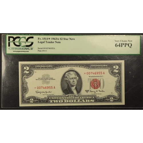 $2 1963-A red seal. Small Legal Tender Notes 1514*