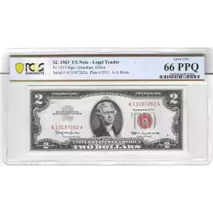 $2 1963 red seal. Small Legal Tender Notes 1513