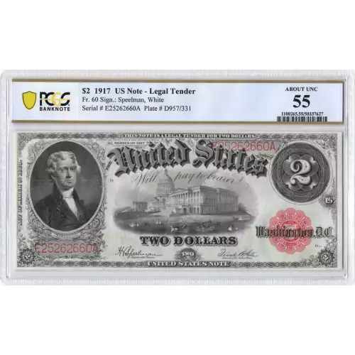 $2  Small Red, scalloped Legal Tender Issues 60