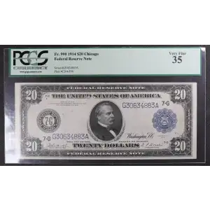 $20 1914 Blue Seal Federal Reserve Notes 990