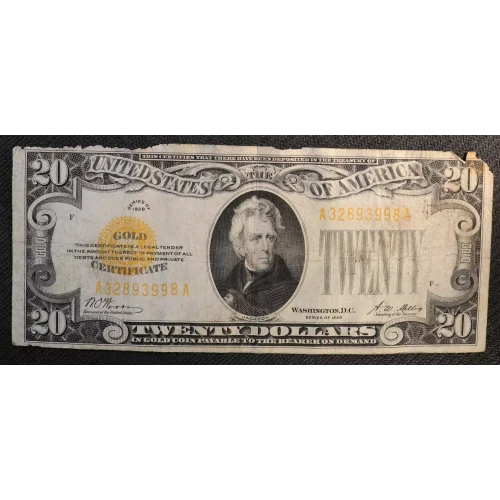 $20 1928 gold seal. Small Size Gold Certificates 2402