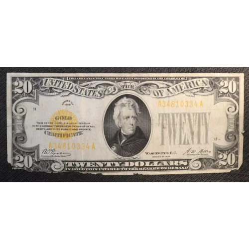 $20 1928 gold seal. Small Size Gold Certificates 2402