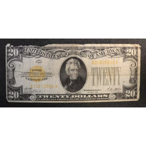 $20 1928 gold seal. Small Size Gold Certificates 2402