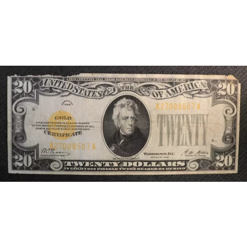 $20 1928 gold seal. Small Size Gold Certificates 2402