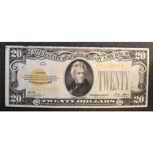 $20 1928 gold seal. Small Size Gold Certificates 2402 (2)