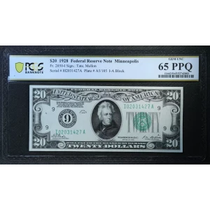 $20 1928 Green seal. Small Size $20 Federal Reserve Notes 2050-I (2)