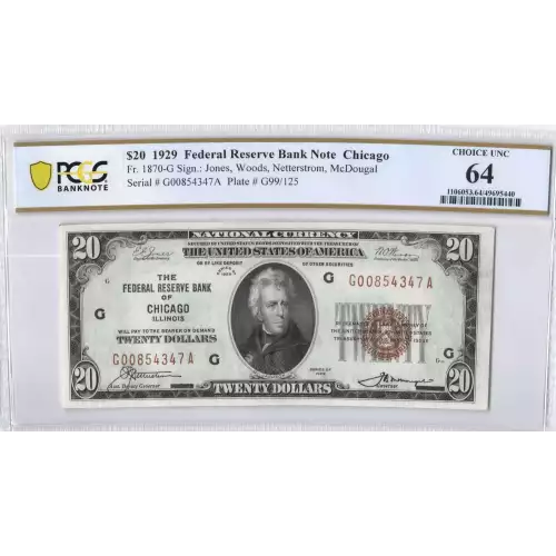 $20 1929 brown seal Small Federal Reserve Bank Notes 1870-G (2)