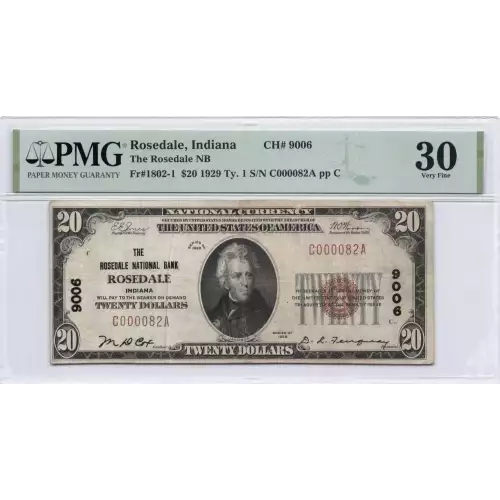 $20 1929 small brown seal. Small National Bank Notes 1802-1 (2)