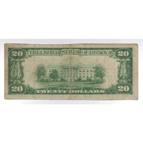 $20 1929 small brown seal. Small National Bank Notes 1802-1