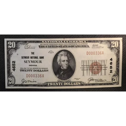 $20 1929 small brown seal. Small National Bank Notes 1802-1