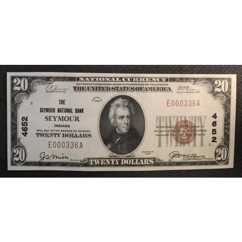 $20 1929 small brown seal. Small National Bank Notes 1802-1 (2)
