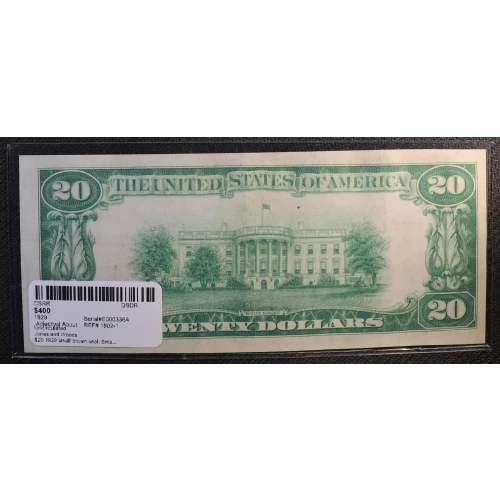 $20 1929 small brown seal. Small National Bank Notes 1802-1 (3)