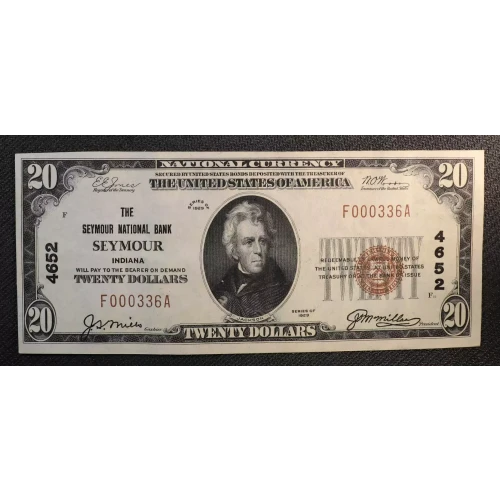 $20 1929 small brown seal. Small National Bank Notes 1802-1