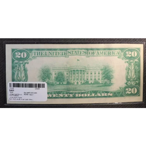 $20 1929 small brown seal. Small National Bank Notes 1802-1 (2)