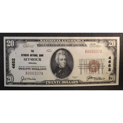 $20 1929 small brown seal. Small National Bank Notes 1802-1 (3)