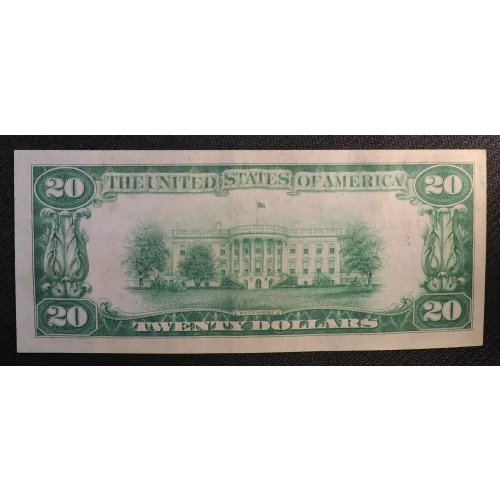 $20 1929 small brown seal. Small National Bank Notes 1802-1