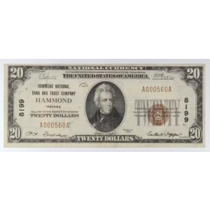 $20 1929 small brown seal. Small National Bank Notes 1802-1