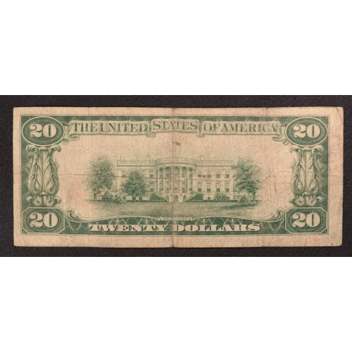 $20 1929 small brown seal. Small National Bank Notes 1802-1 (2)