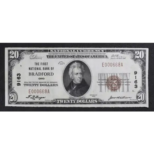 $20 1929 small brown seal. Small National Bank Notes 1802-1 (2)