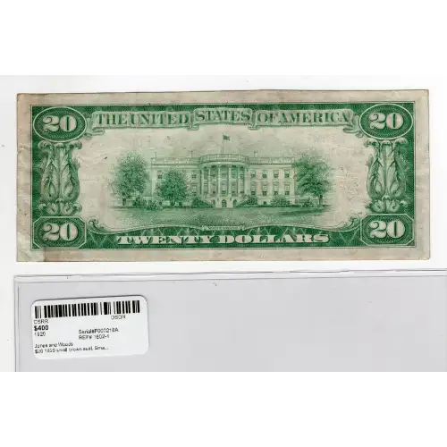 $20 1929 small brown seal. Small National Bank Notes 1802-1 (2)
