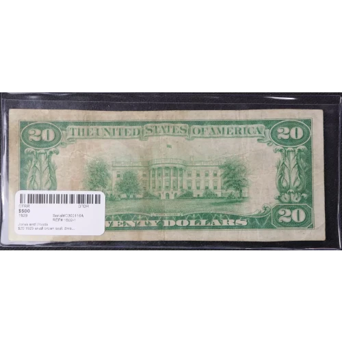 $20 1929 small brown seal. Small National Bank Notes 1802-1 (3)