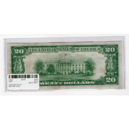 $20 1929 small brown seal. Small National Bank Notes 1802-1 (3)