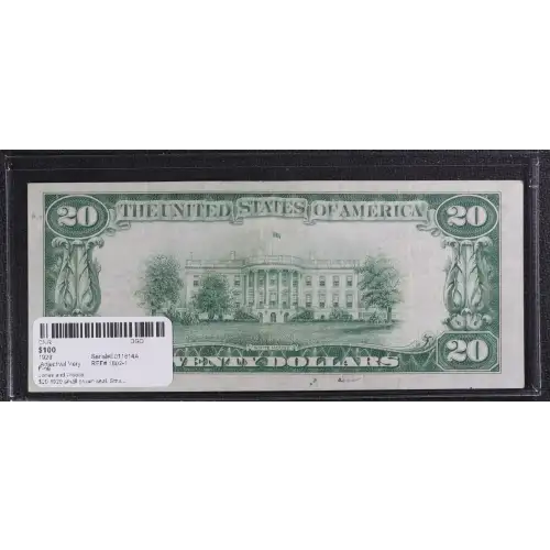 $20 1929 small brown seal. Small National Bank Notes 1802-1