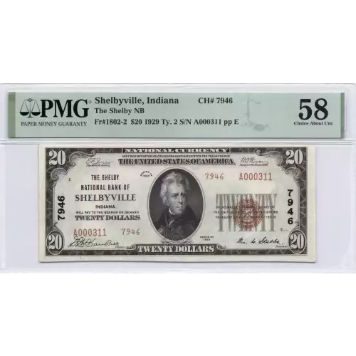 $20 1929 small brown seal. Small National Bank Notes 1802-2 (2)