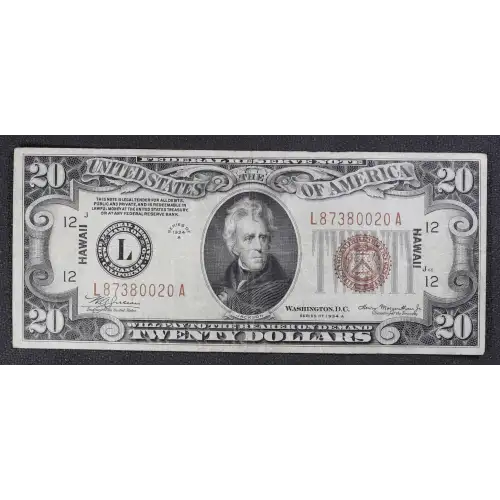 $20 1934-A brown seal Emergency Notes Issued During WW2 2305 (4)