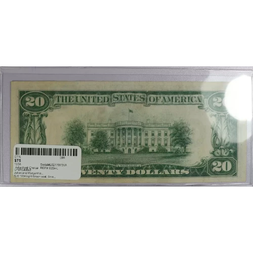 $20 1934 light Green seal. Small Size $20 Federal Reserve Notes 2054-L (3)