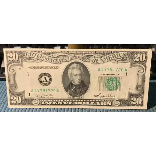 $20 1950 blue-Green seal. Small Size $20 Federal Reserve Notes 2059-A
