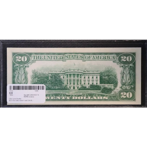 $20 1950 blue-Green seal. Small Size $20 Federal Reserve Notes 2059-C (2)