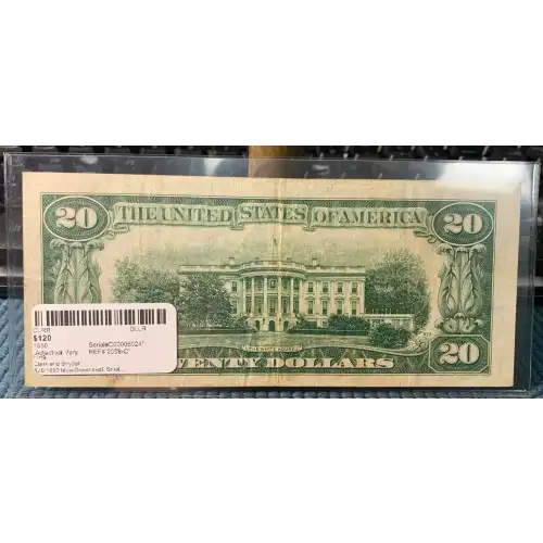 $20 1950 blue-Green seal. Small Size $20 Federal Reserve Notes 2059-C*