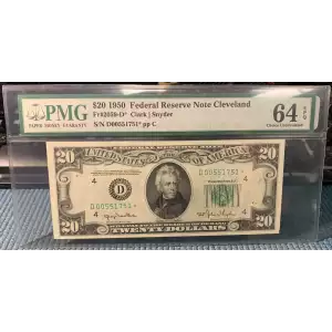 $20 1950 blue-Green seal. Small Size $20 Federal Reserve Notes 2059-D* (2)