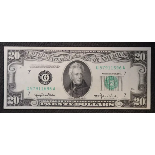 $20 1950 blue-Green seal. Small Size $20 Federal Reserve Notes 2059-G