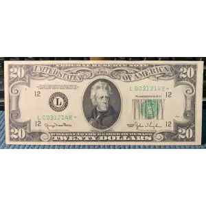 $20 1950 blue-Green seal. Small Size $20 Federal Reserve Notes 2059-L*