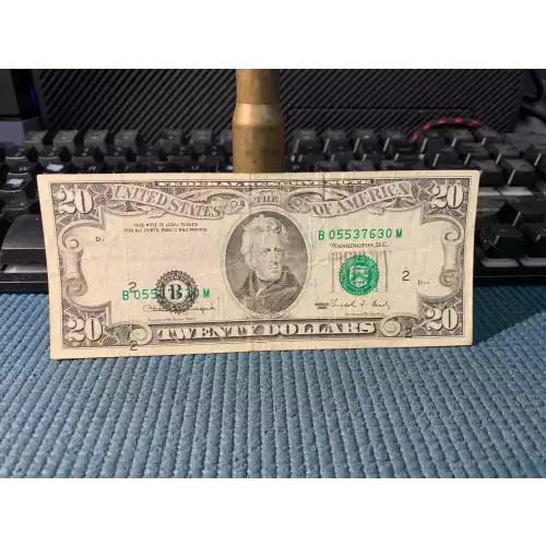 $20 1990 blue-Green seal. Small Size $20 Federal Reserve Notes 2077-B (3)