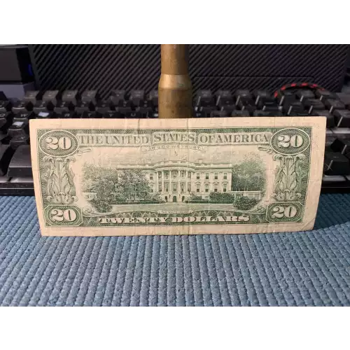 $20 1990 blue-Green seal. Small Size $20 Federal Reserve Notes 2077-B (2)