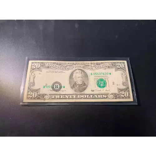 $20 1990 blue-Green seal. Small Size $20 Federal Reserve Notes 2077-B (4)